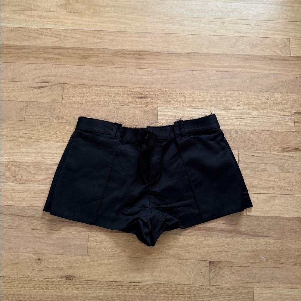 Zara Low Rise Distressed Satin Black Women's Shorts